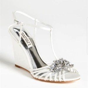 Badgley Mischka Naomi White Satin Shoes